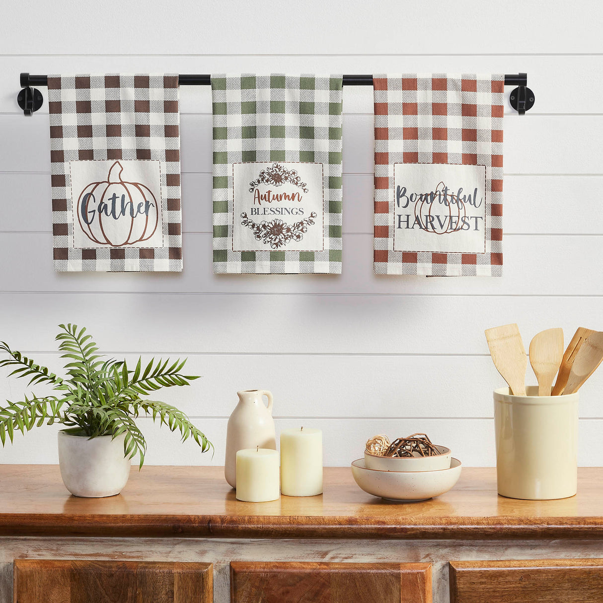 Bountifall Harvest Theme Tea Towels Set of 3 19x28
