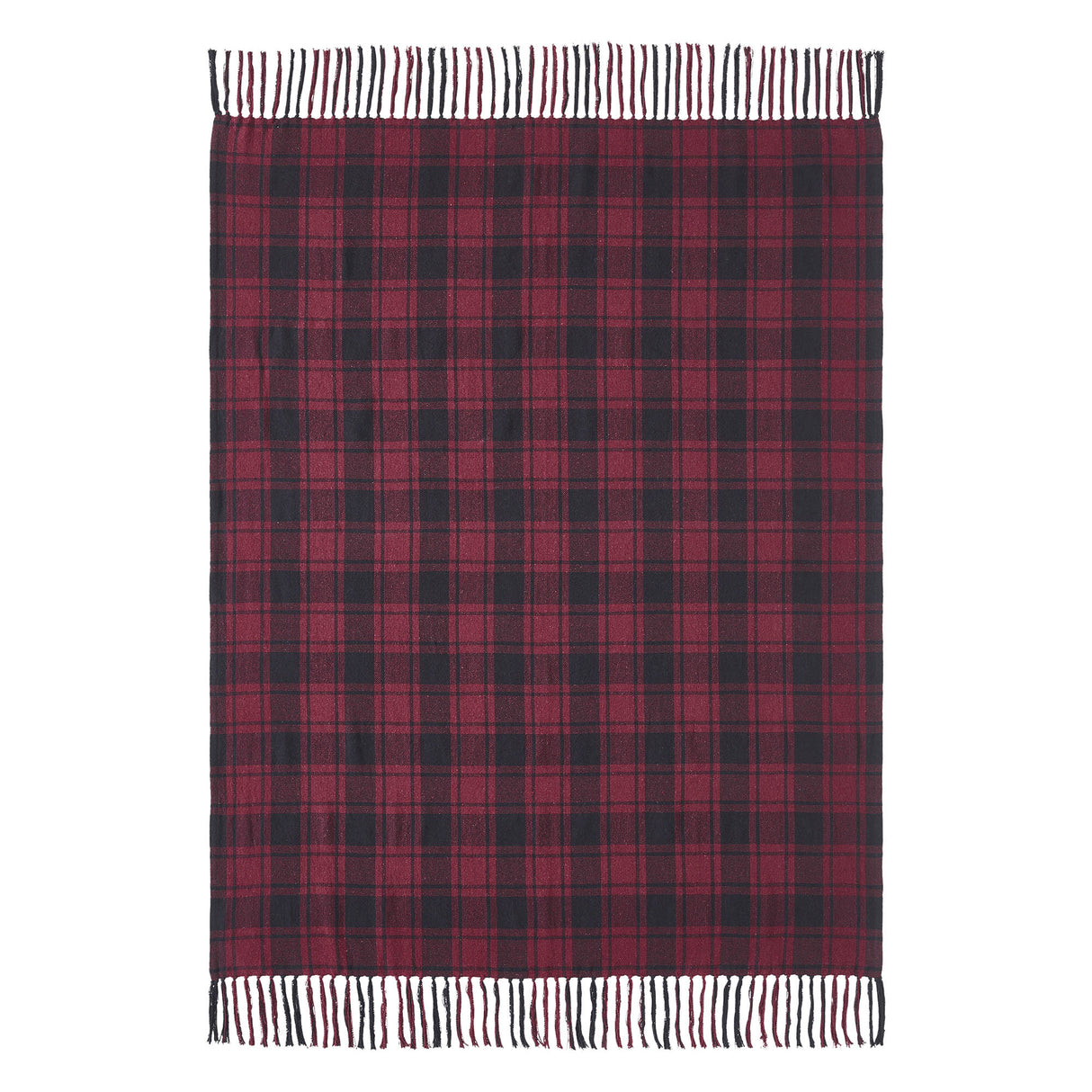 Cumberland Red Black Plaid Woven Throw 50x60