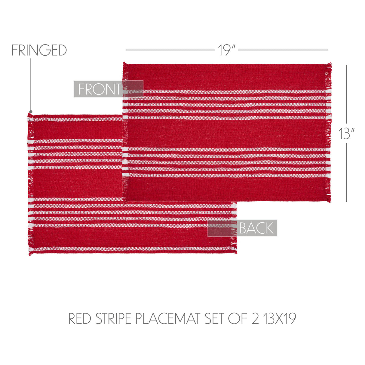 Arendal Red Stripe Placemat Set of 2 Fringed 13x19, 6 Pack 12 Pack