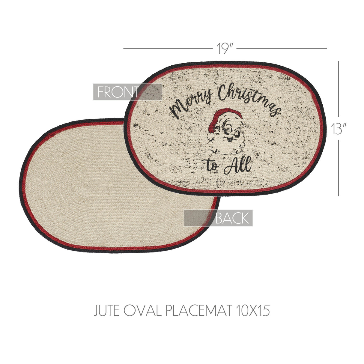 Jolly Ole Santa Jute Oval Placemat 13x19, 4 Pack 4 Pack