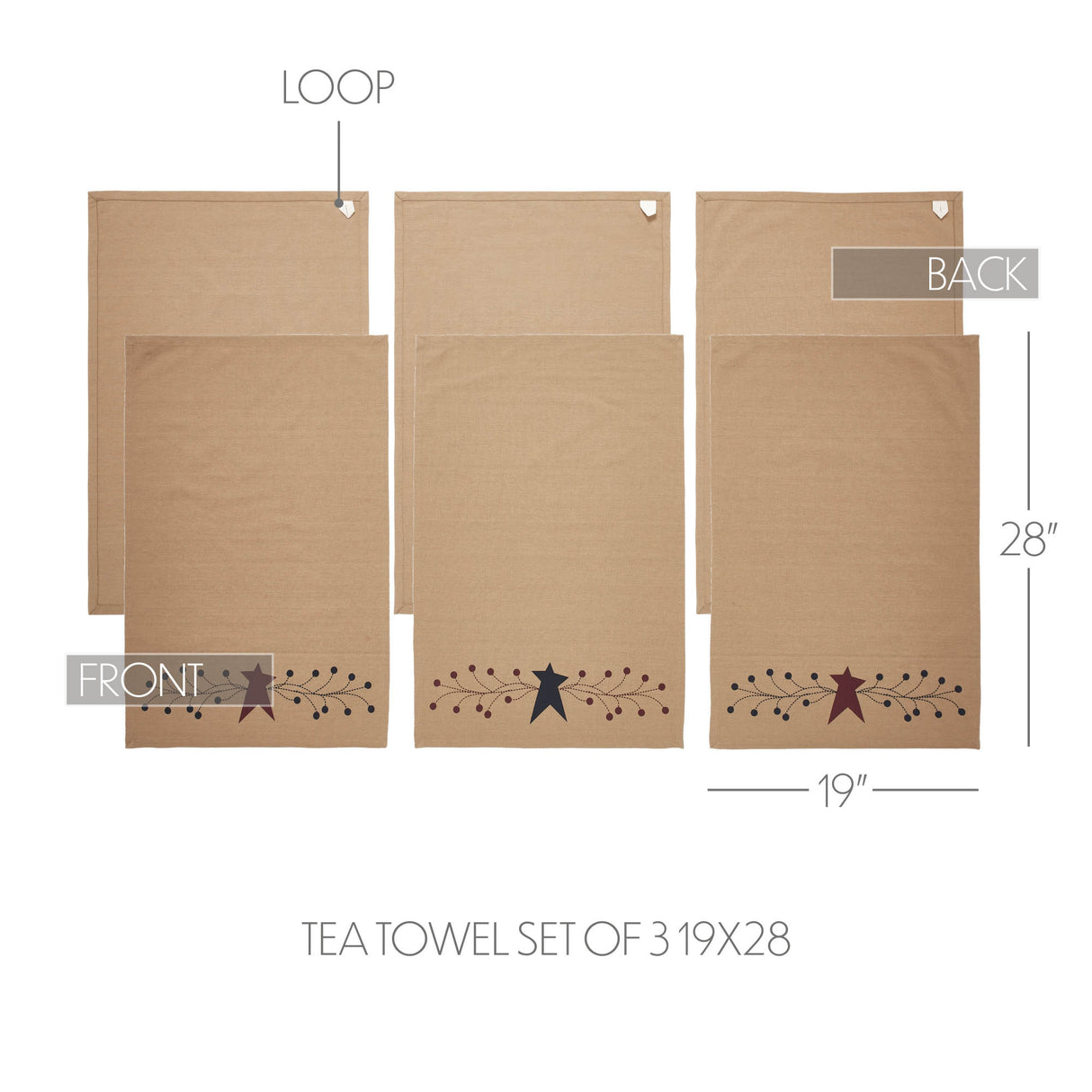 Pip Vinestar Tea Towel Set of 3 19x28