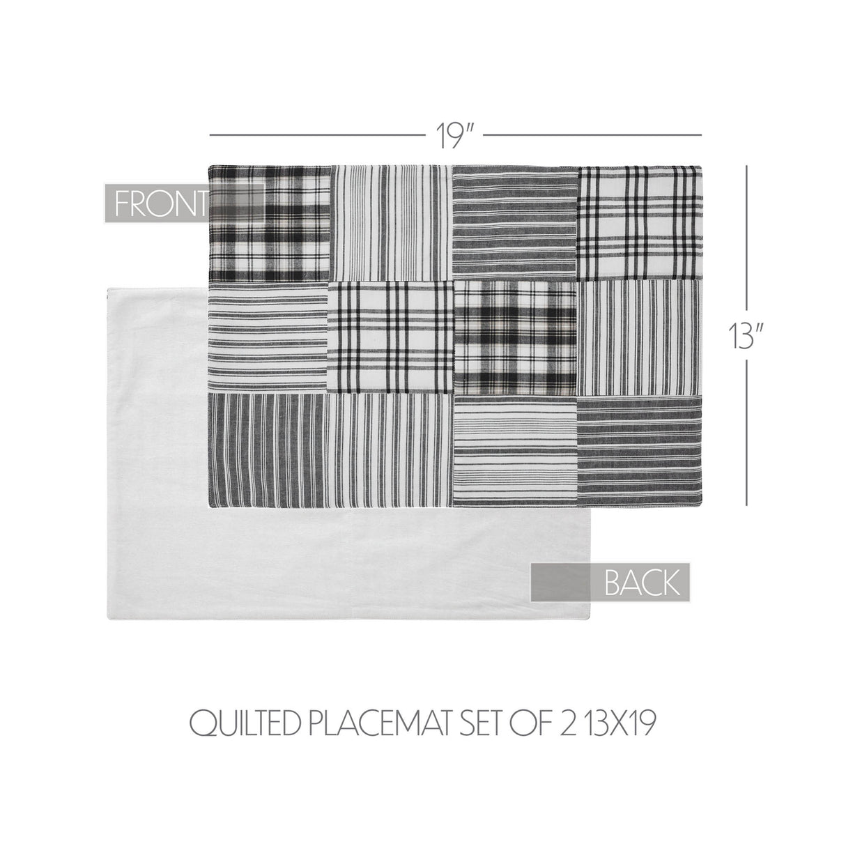 Sawyer Mill Black Quilted Placemat Set of 2 13x19