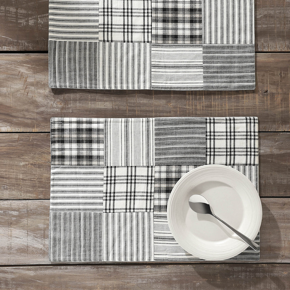 Sawyer Mill Black Quilted Placemat Set of 2 13x19, 4 Pack 8 Pack