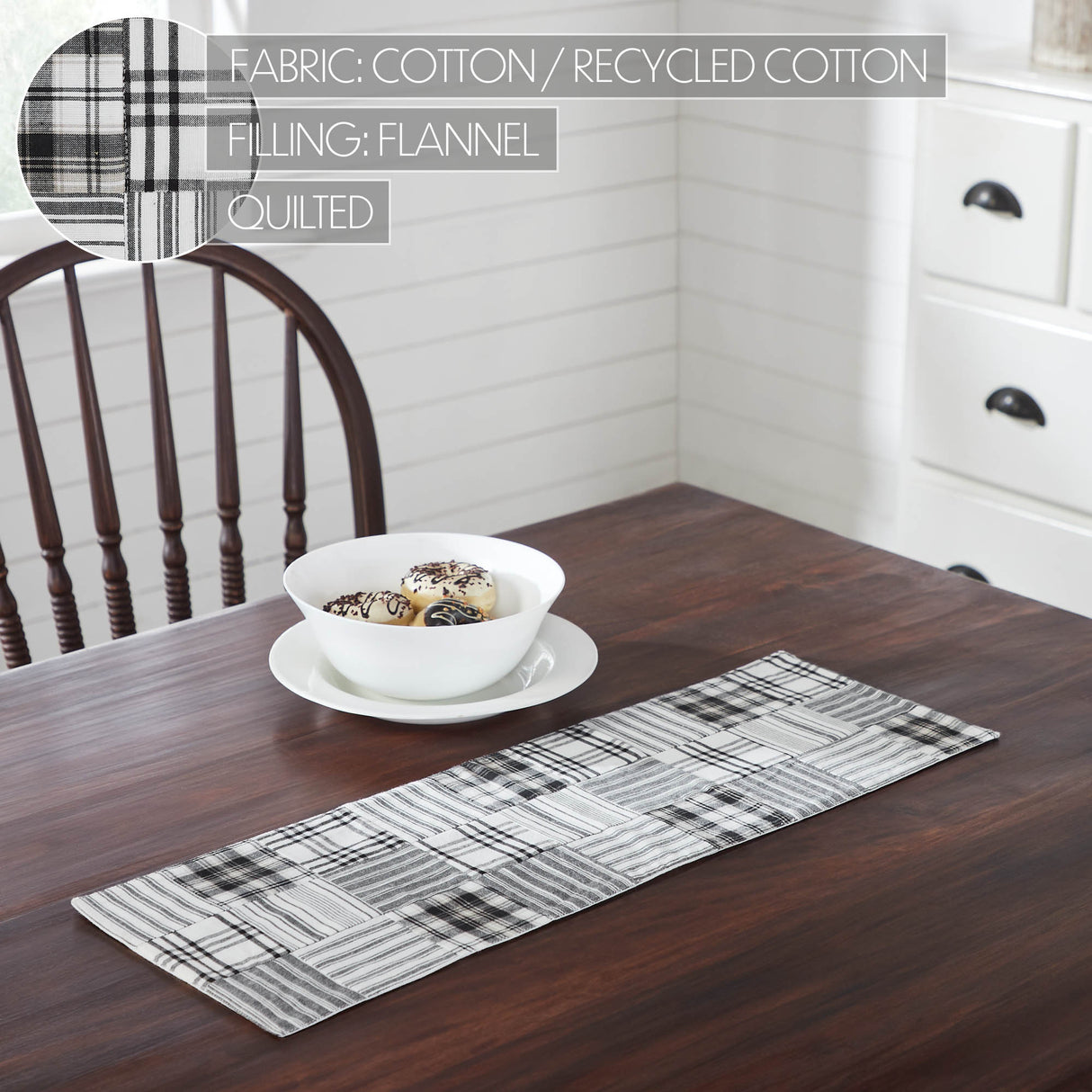 Sawyer Mill Black Runner Quilted 8x24