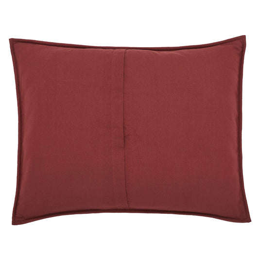 VHC Brands Sham Standard Quilted, Cotton Bedroom Sham Cover, Bedding Accessory, Bedroom Decor, Connell Collection, Rectangle 21x27, Burgundy