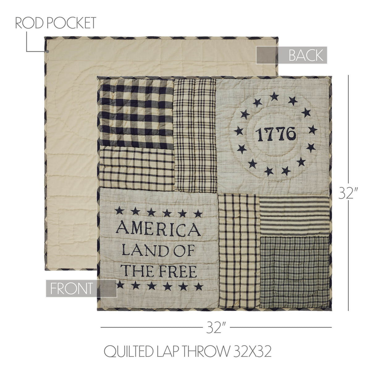 My Country Quilted Lap Throw 32Wx32L
