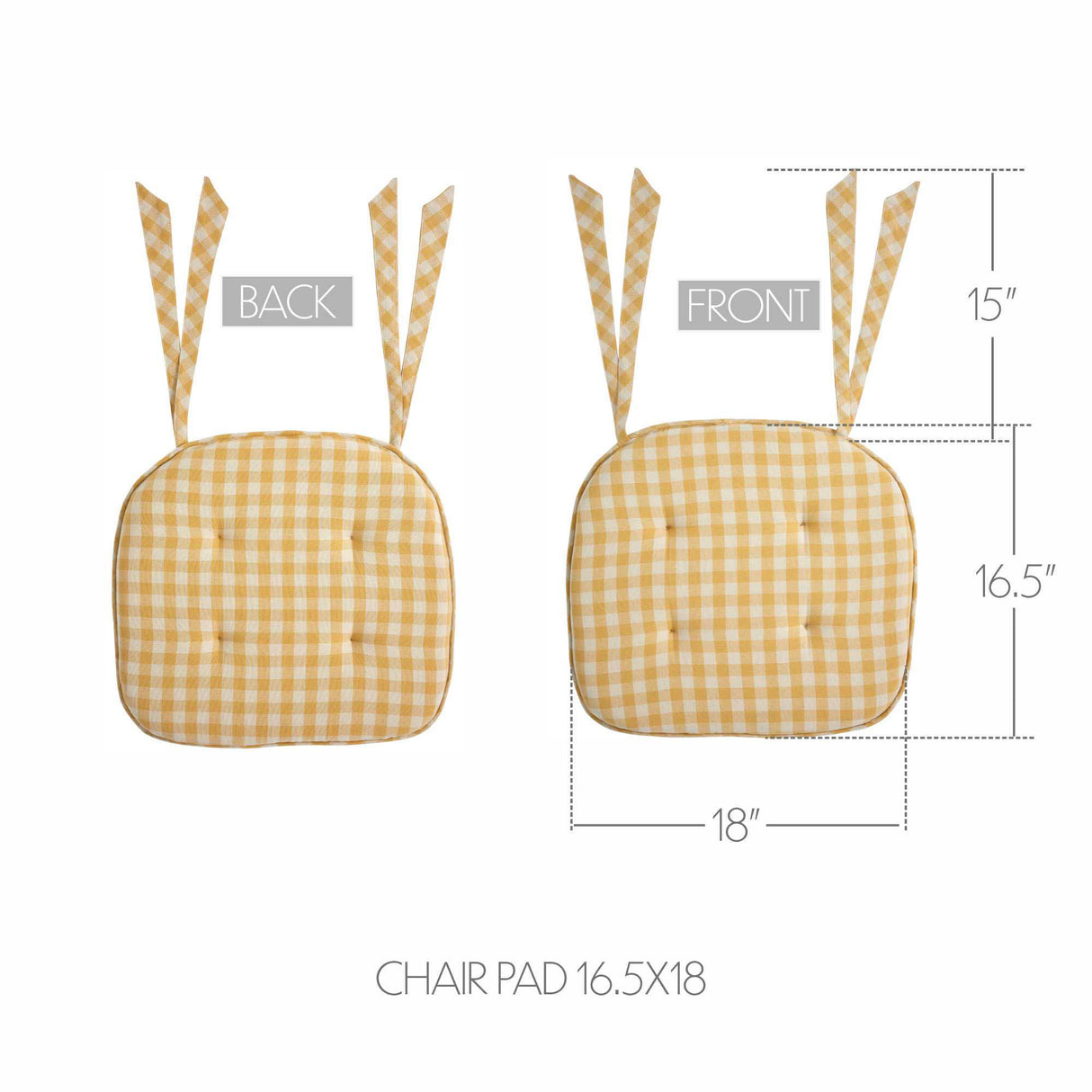 Golden Honey Check Chair Pad 16.5x18