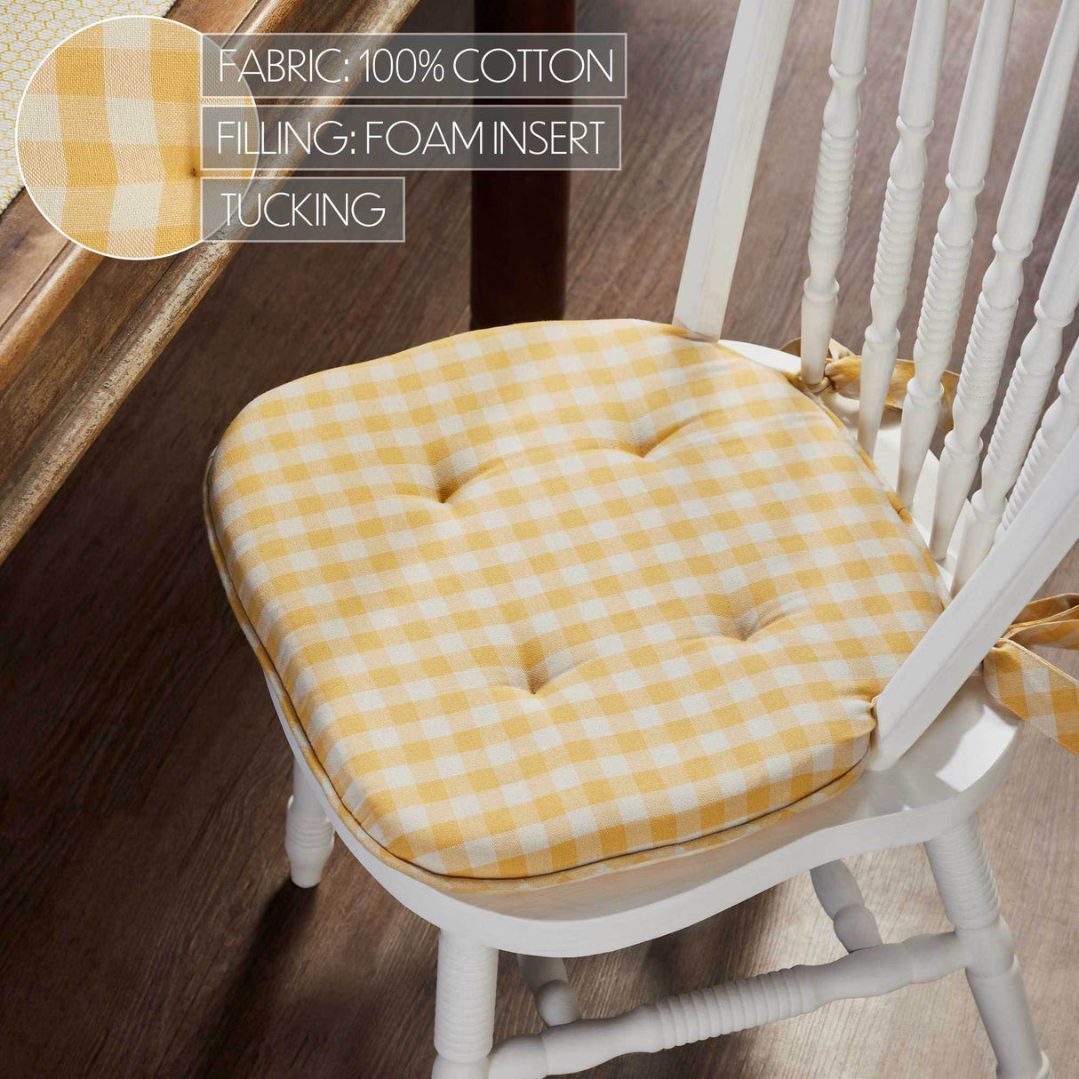 Golden Honey Check Chair Pad 16.5x18