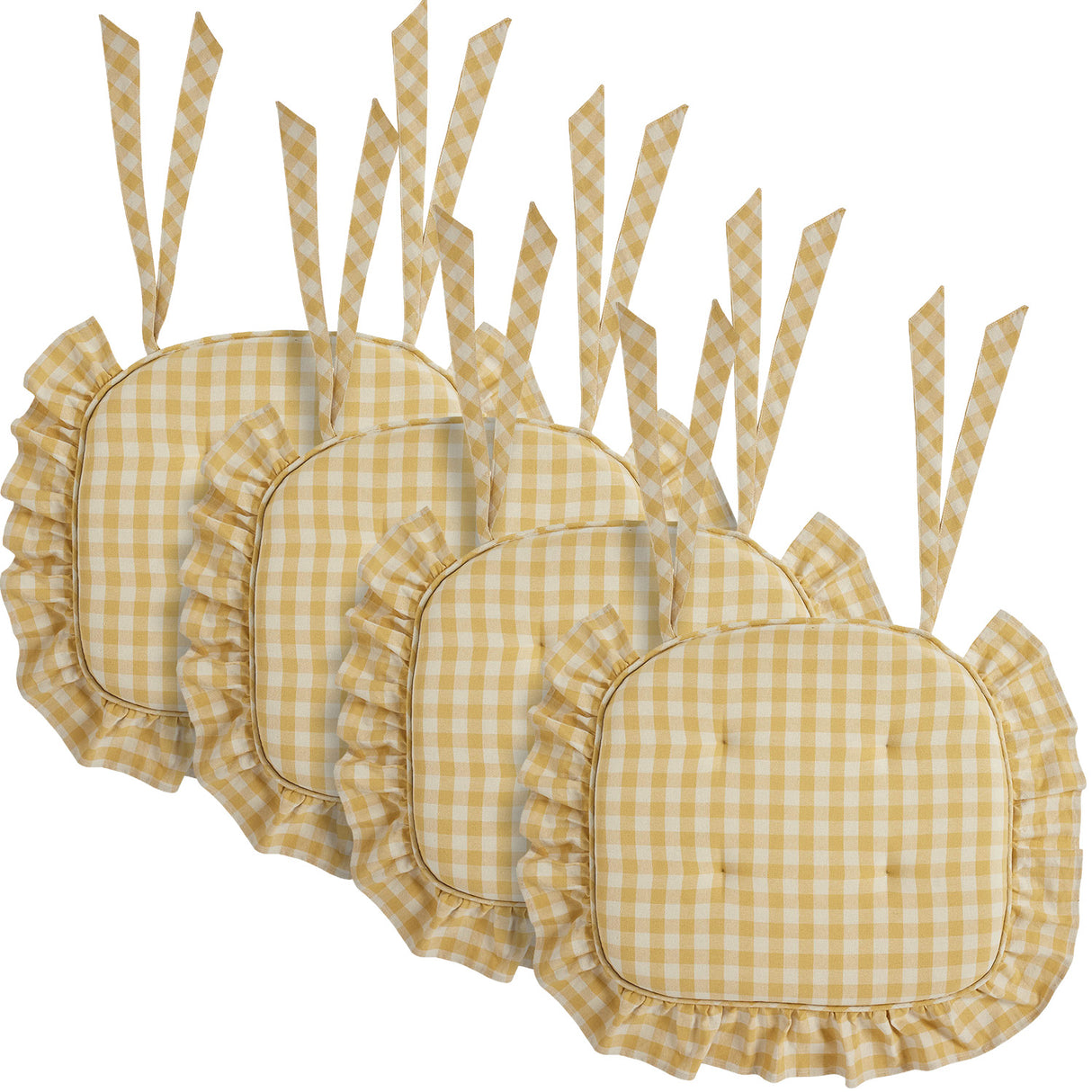 Buzzing Bees Golden Honey Ruffled 16.5x18 Inch Chair Pad