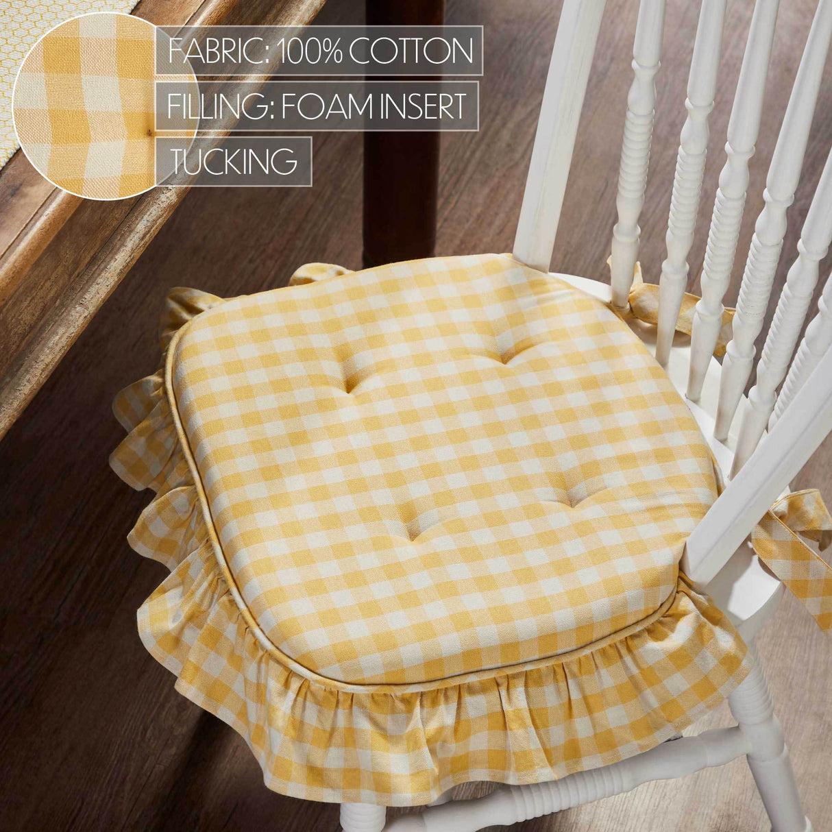Buzzing Bees Golden Honey Ruffled 16.5x18 Inch Chair Pad