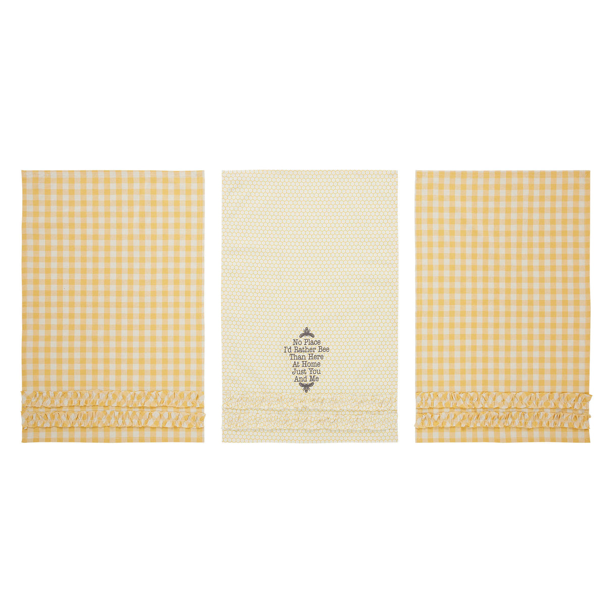 Buzzy Bees Ruffled Tea Towel Set of 3 19x28