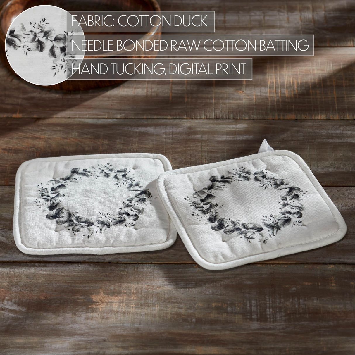 Finders Keepers Eucalyptus Pot Holder Set of 2 8x8