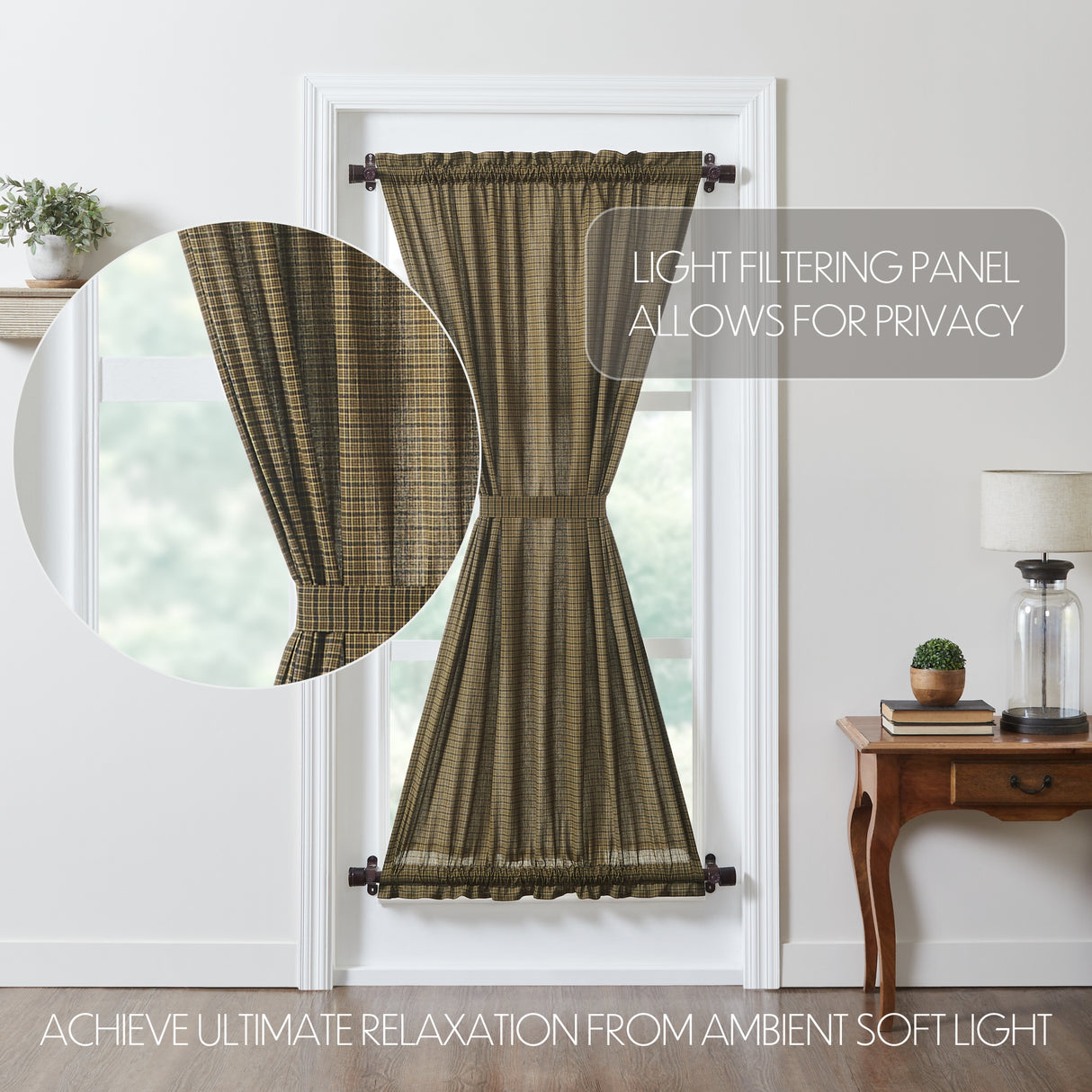 Tea Cabin Green Plaid Door Panel 72x40