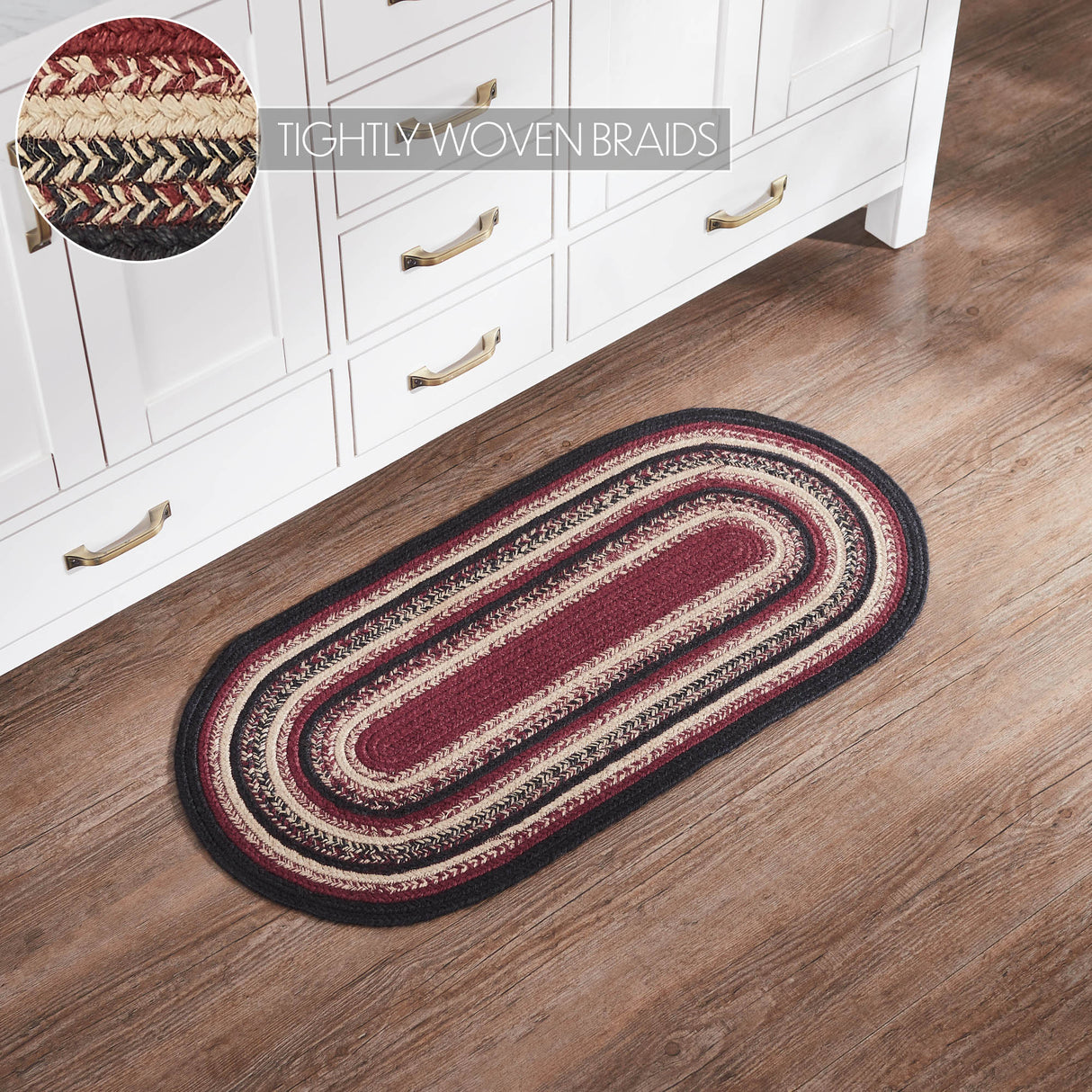 VHC Brands Connell Country Black 2 Piece Jute Rug Set, 17x36 and 17x48