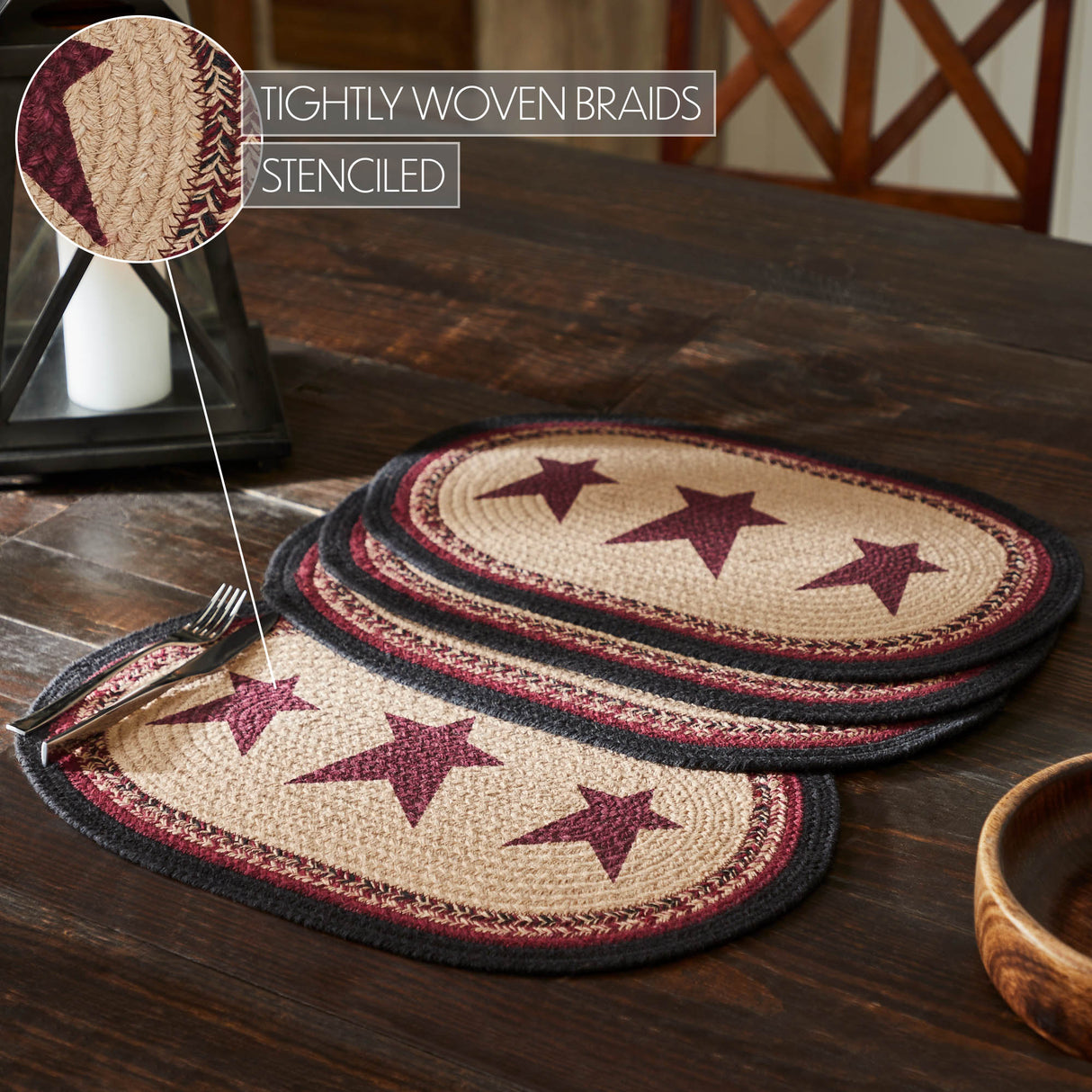 Connell Oval Placemat Stencil Stars Set of 4 13x19
