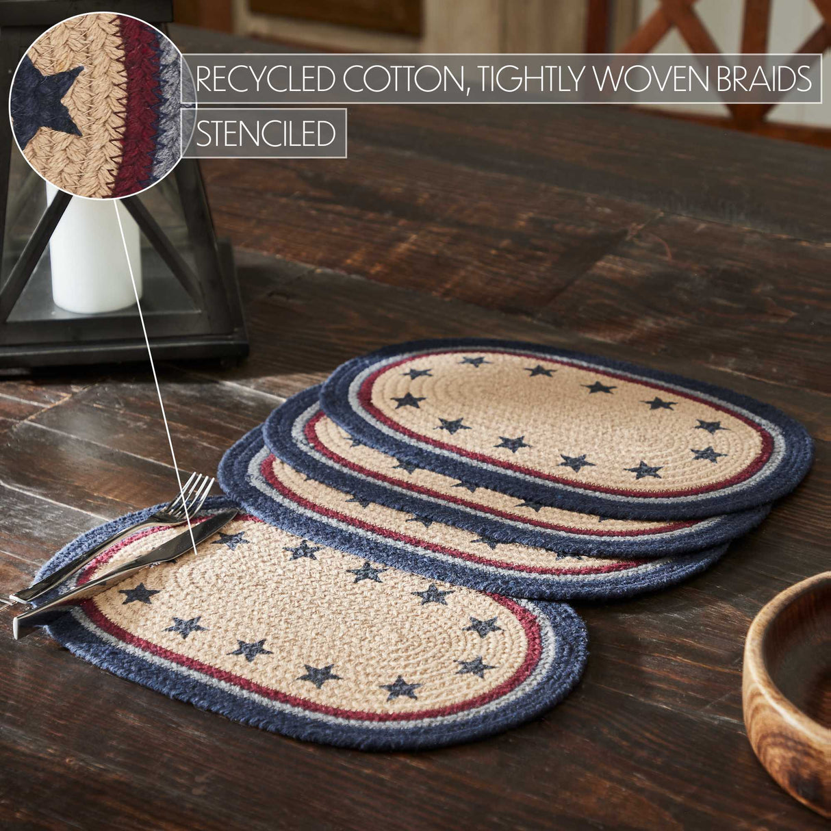 My Country Oval Placemat Stencil Stars Set of 4 10x15