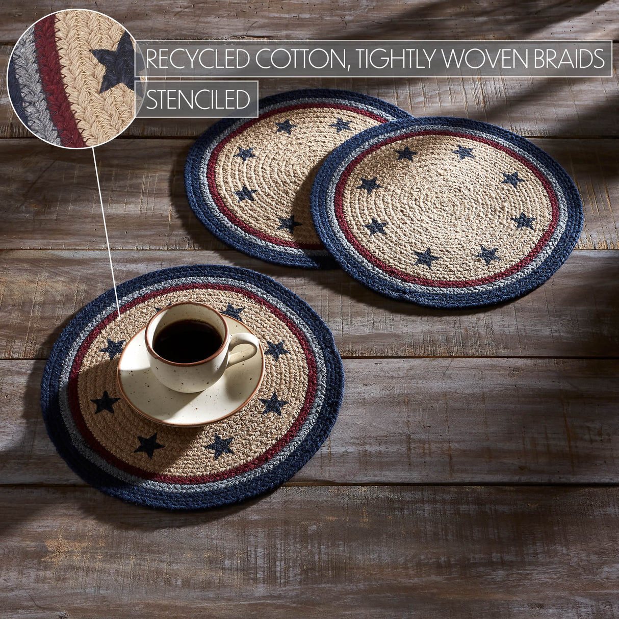My Country Trivet Stencil Stars 12 inch Diameter Set of 3