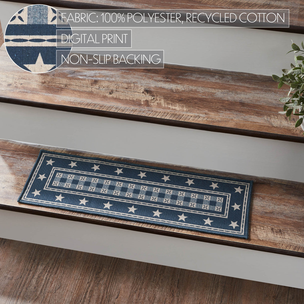 My Country Polyester Stair Tread Rect Latex 8.5x27, Set of 7