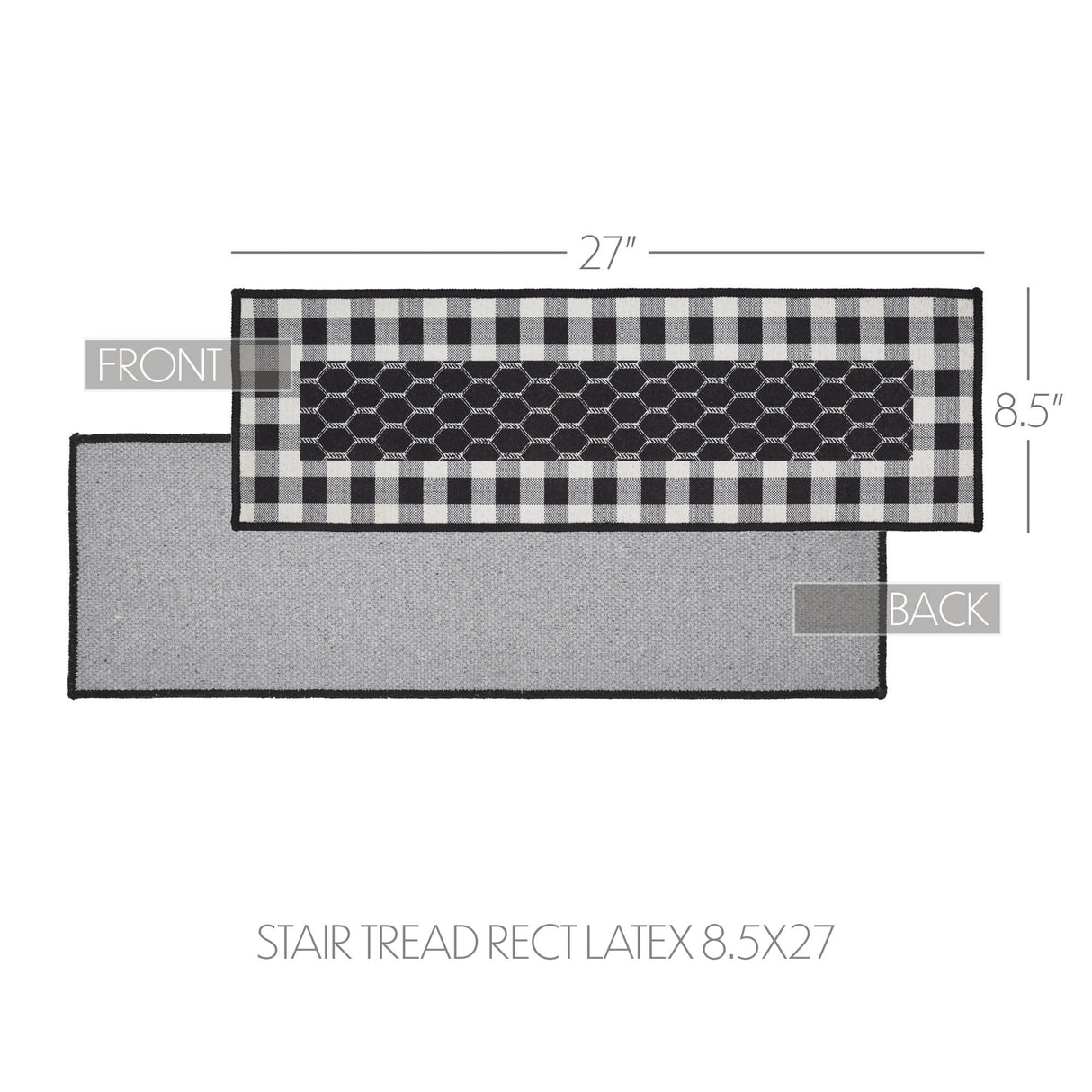 Down Home Polyester Stair Tread Rect Latex 8.5x27