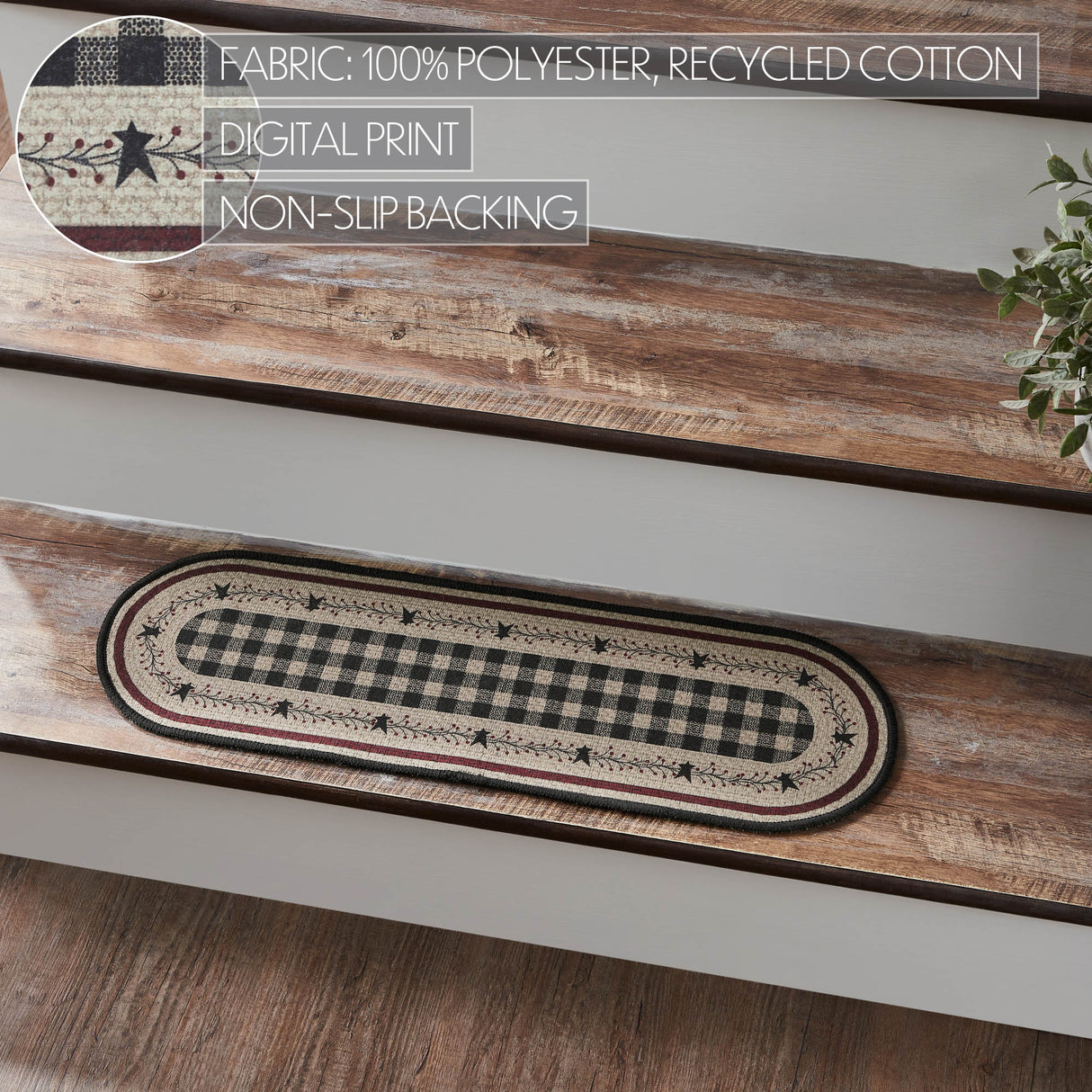 Pip Vinestar Polyester Stair Tread Oval Latex 8.5x27, Set of 7