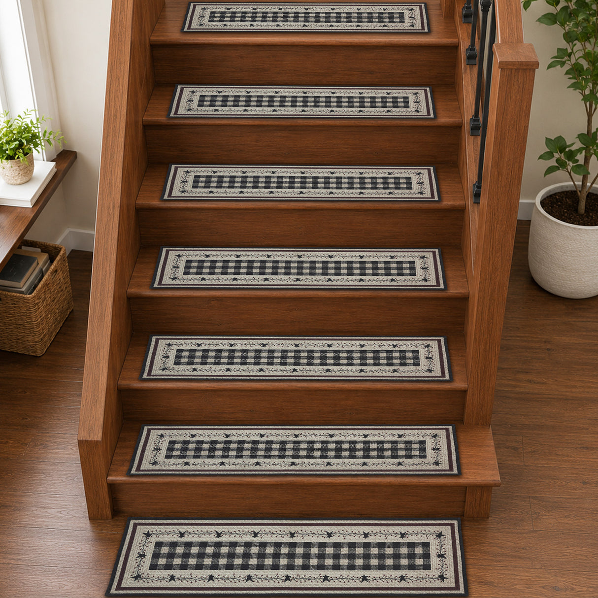 Pip Vinestar Polyester Stair Tread Rect Latex 8.5x27, Set of 7