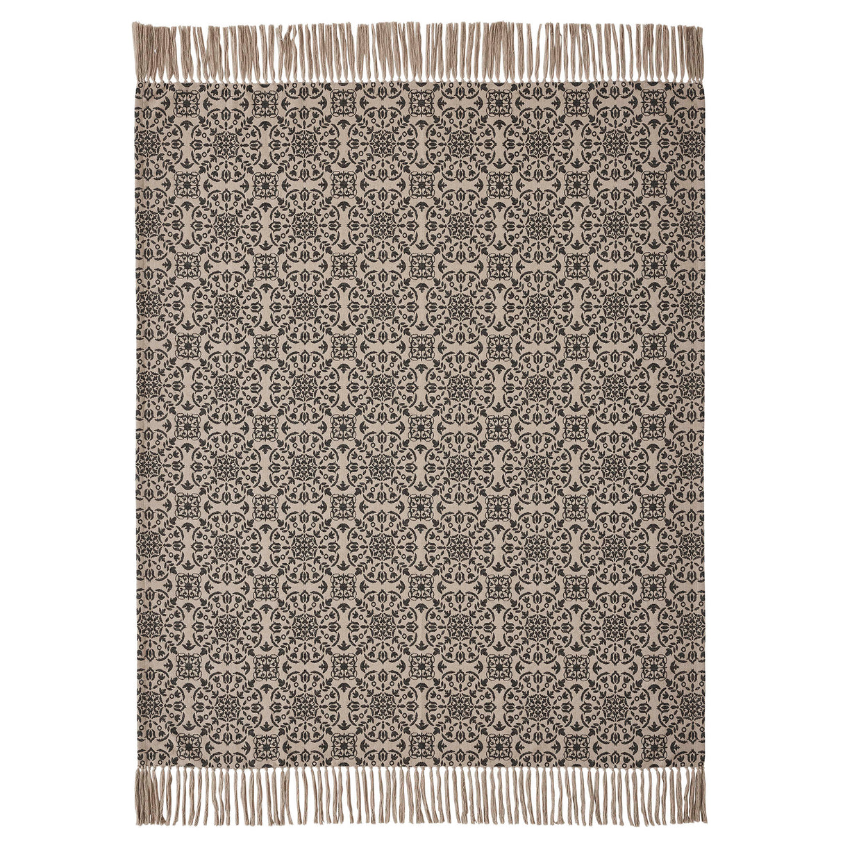 Custom House Black Tan Jacquard Woven Throw 50x60