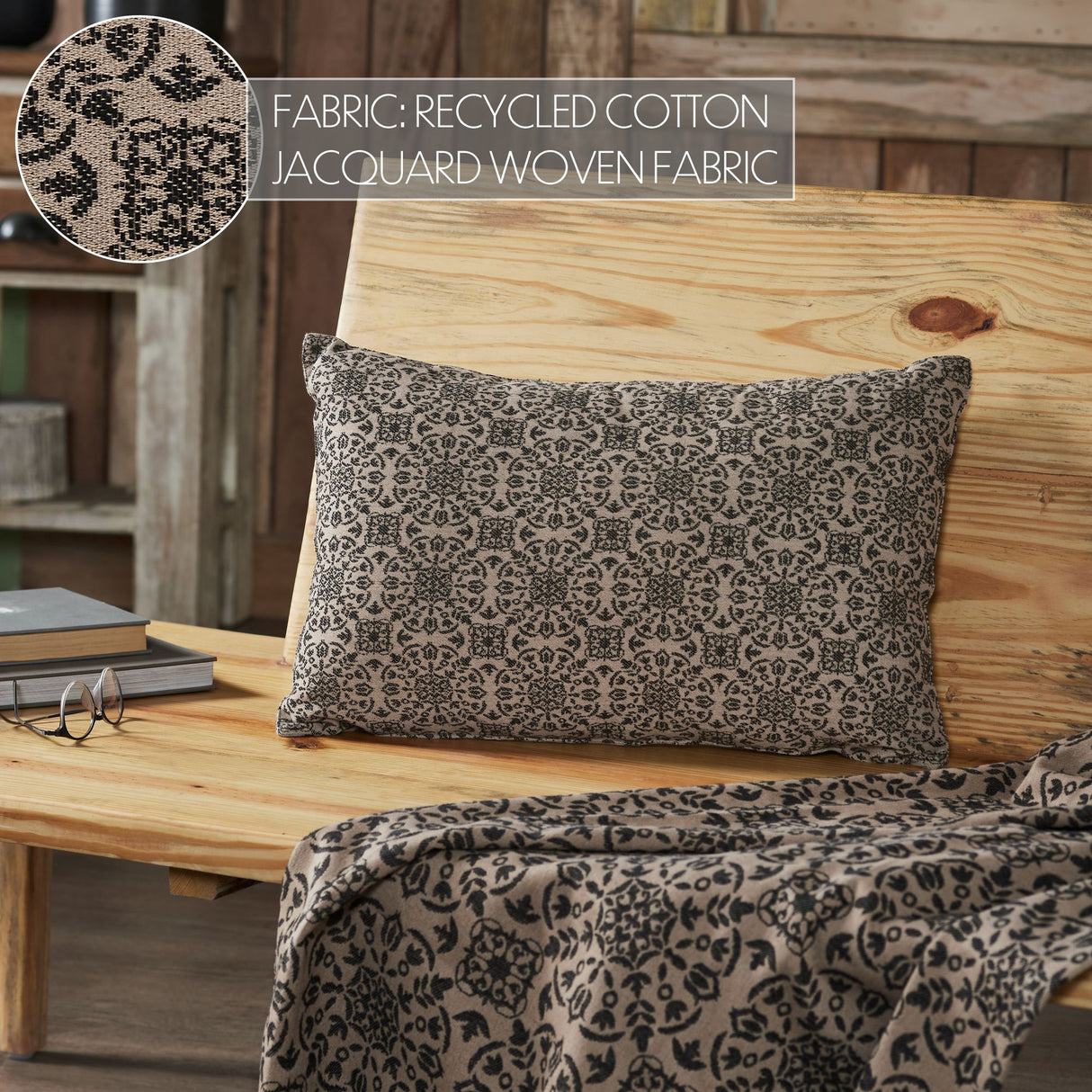 Custom House Black Tan Jacquard Pillow 14x22