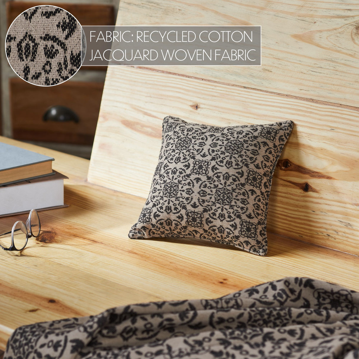 Custom House Black Tan Jacquard Pillow 9x9