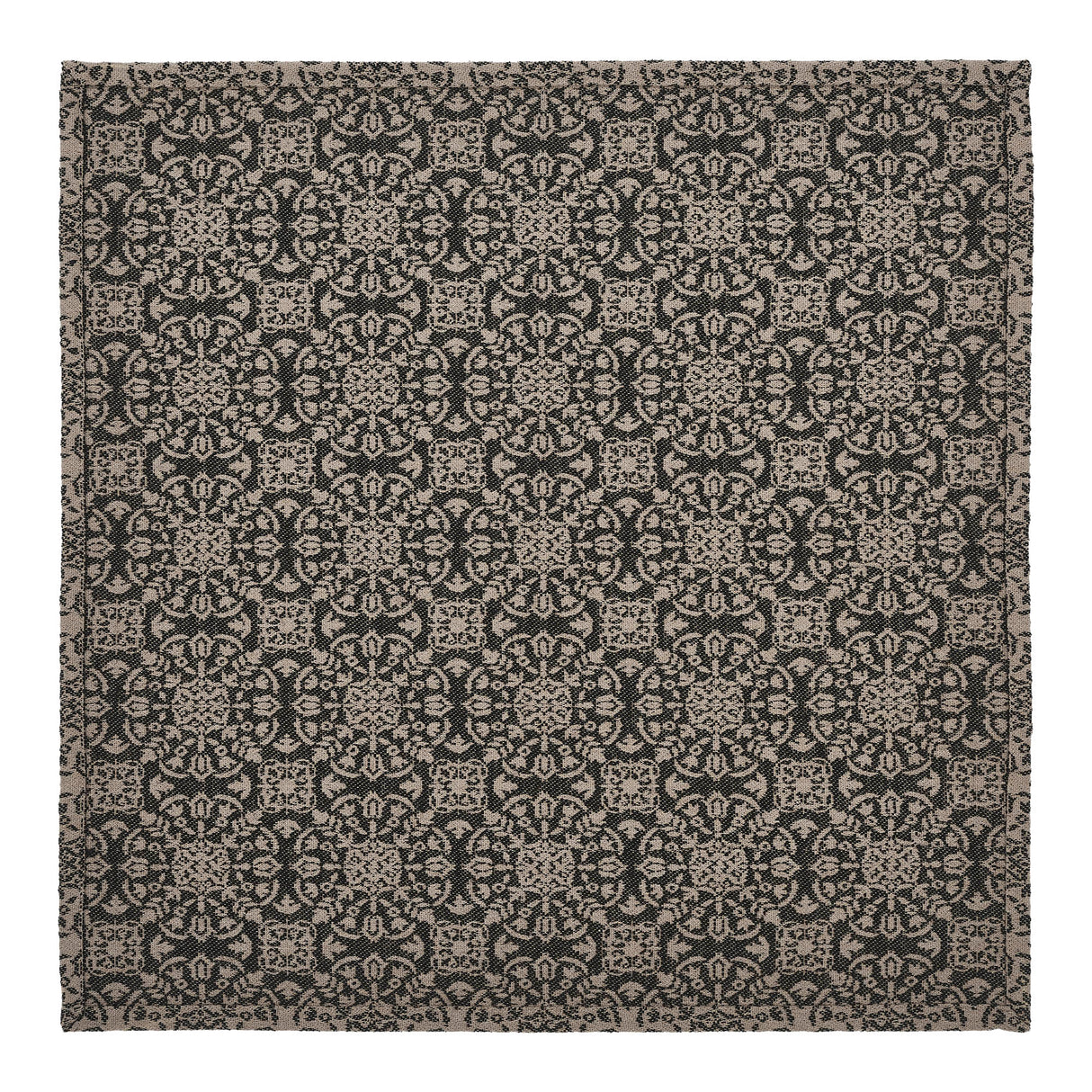 Custom House Black Tan Jacquard Table Topper 20x20
