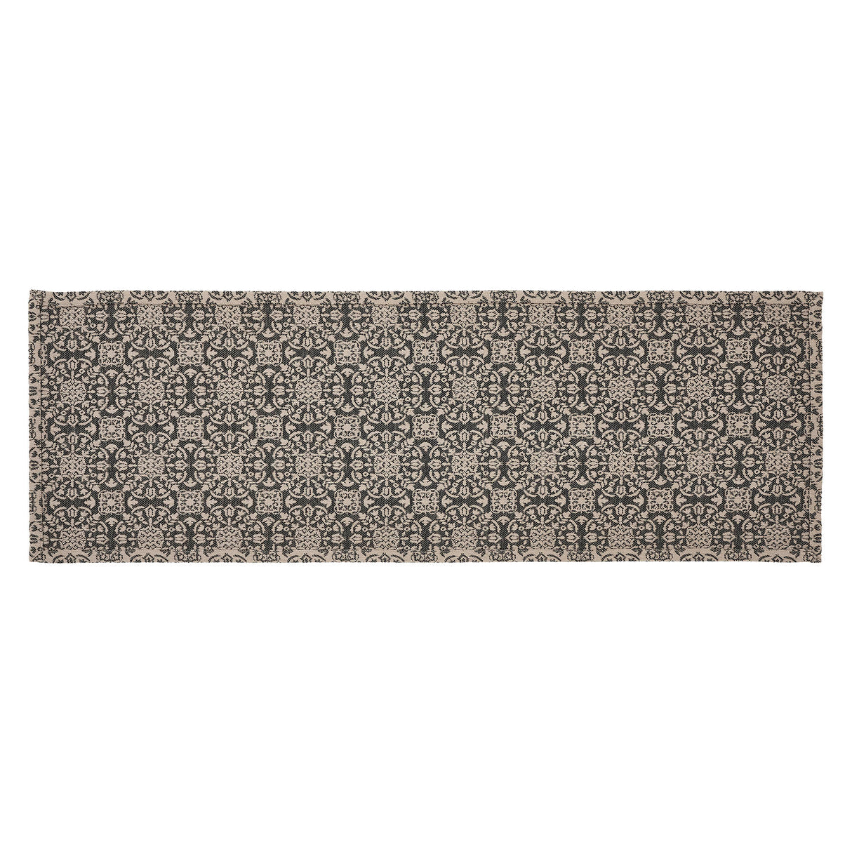 Custom House Black Tan Jacquard Runner 12x36