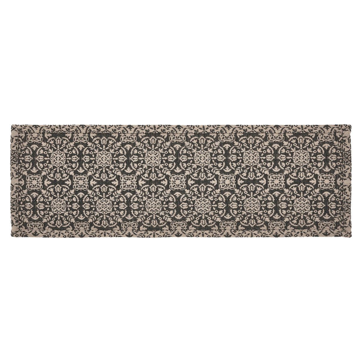 Custom House Black Tan Jacquard Runner 8x24