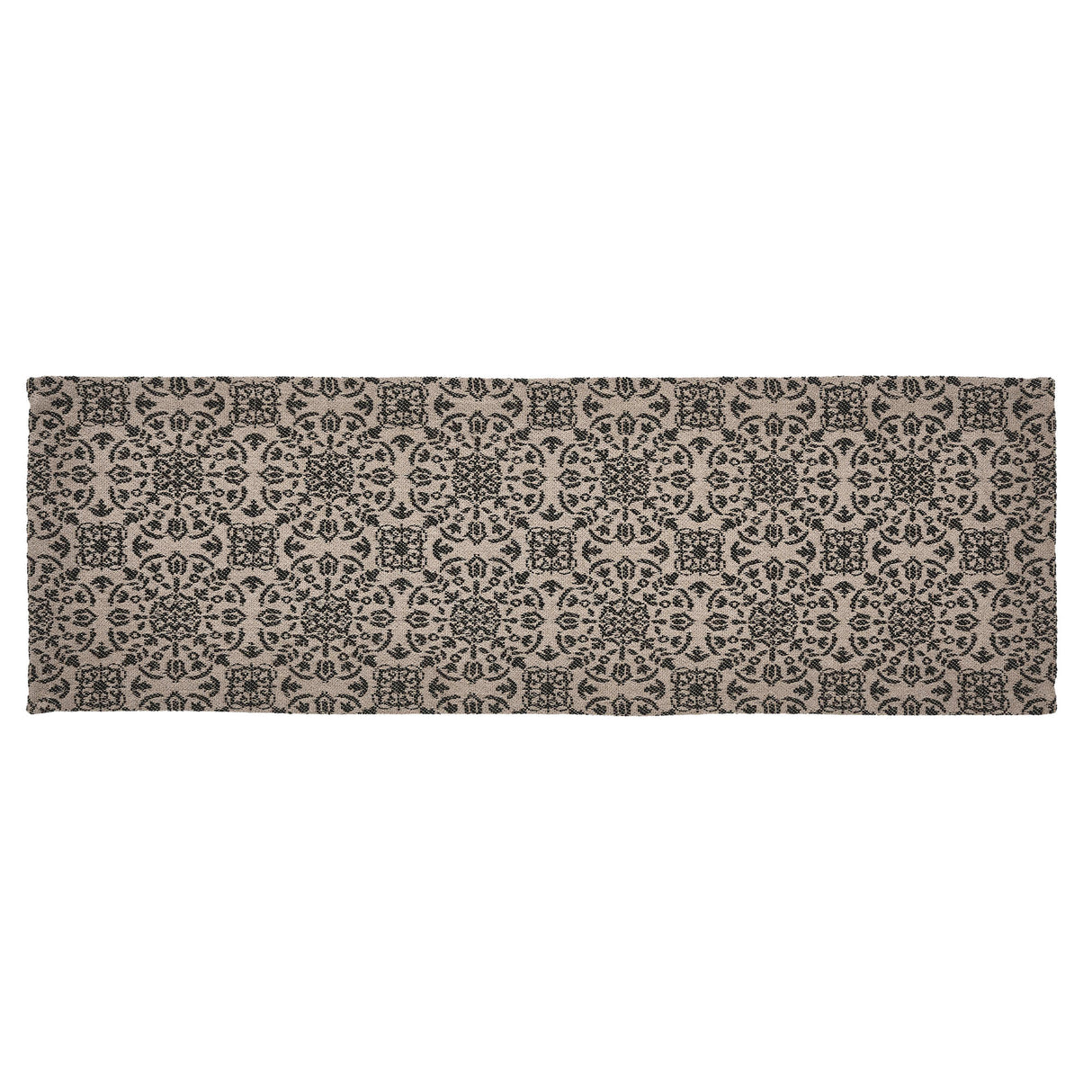 Custom House Black Tan Jacquard Runner 8x24
