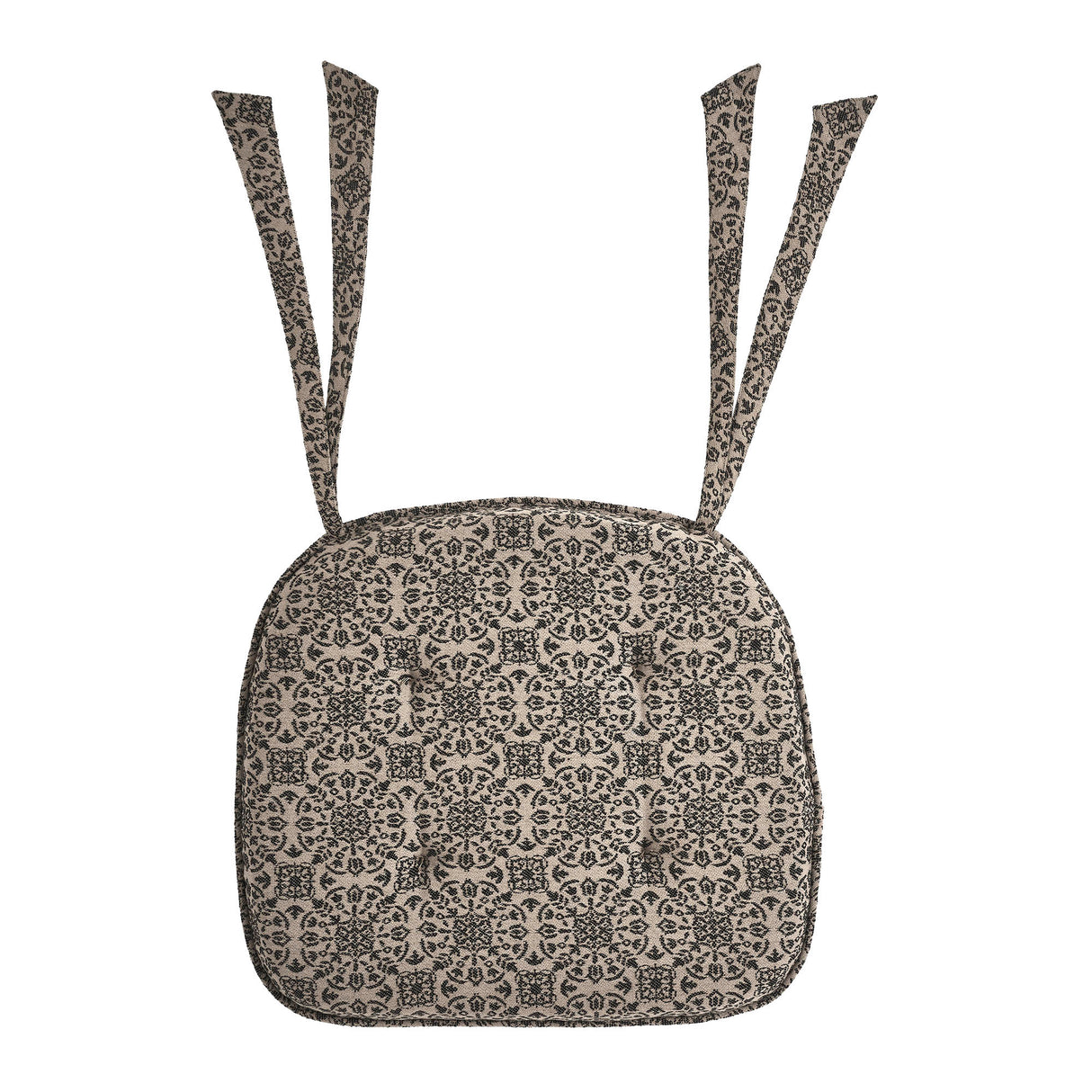 Custom House Black Tan Jacquard Chair Pad 16.5x18