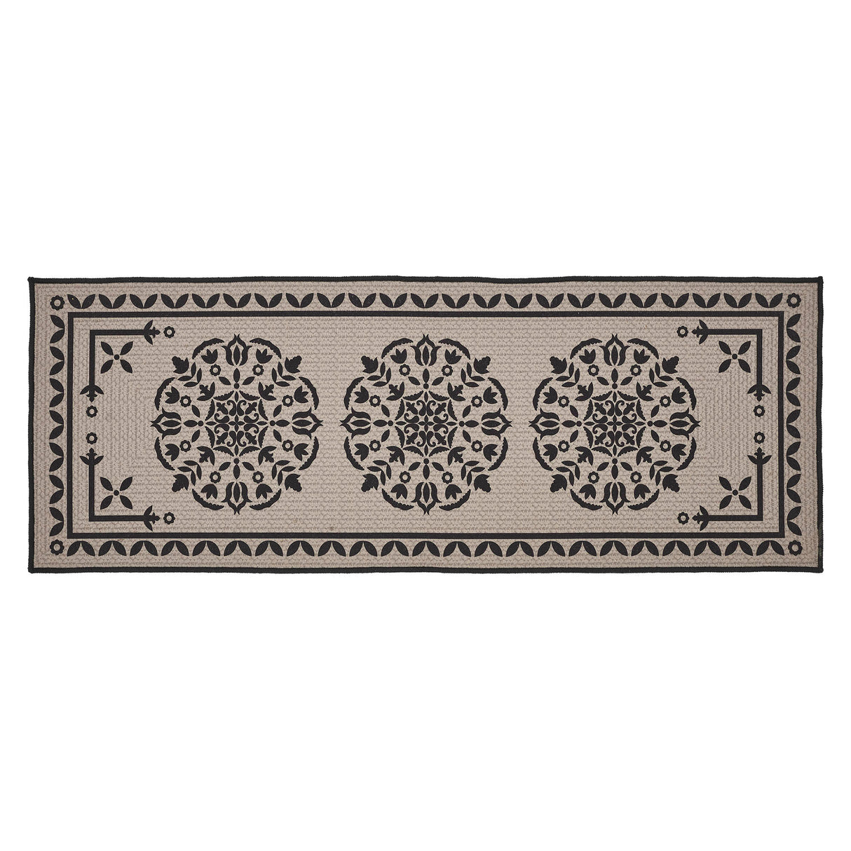 Custom House Black Tan Jacquard Polyester Bathmat 17x48