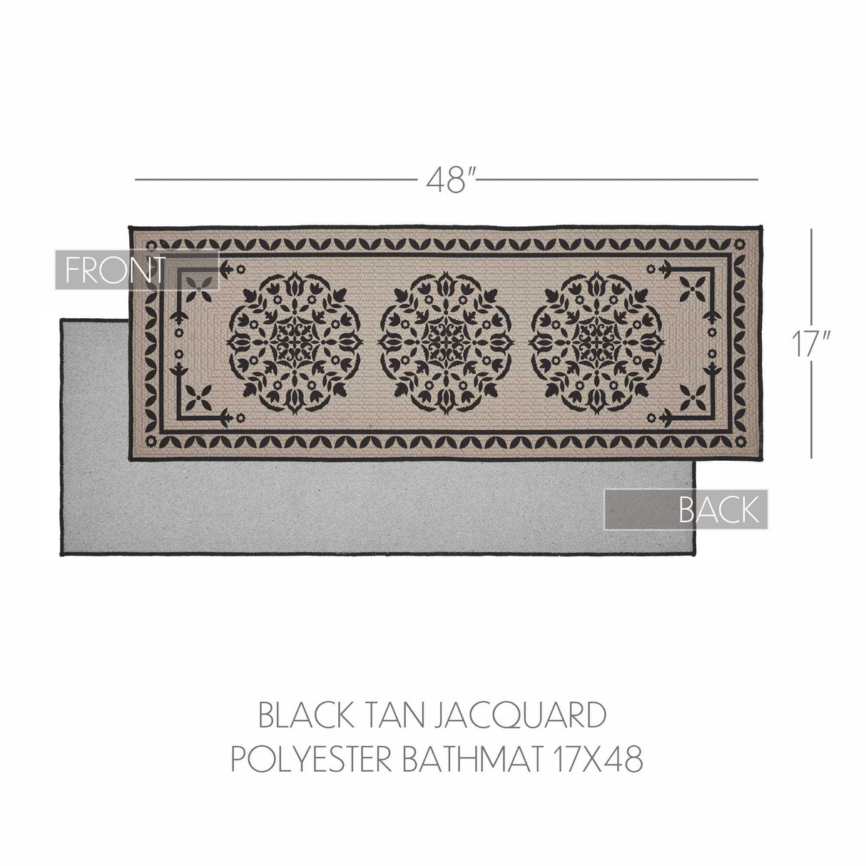Custom House Black Tan Jacquard Polyester Bathmat 17x48