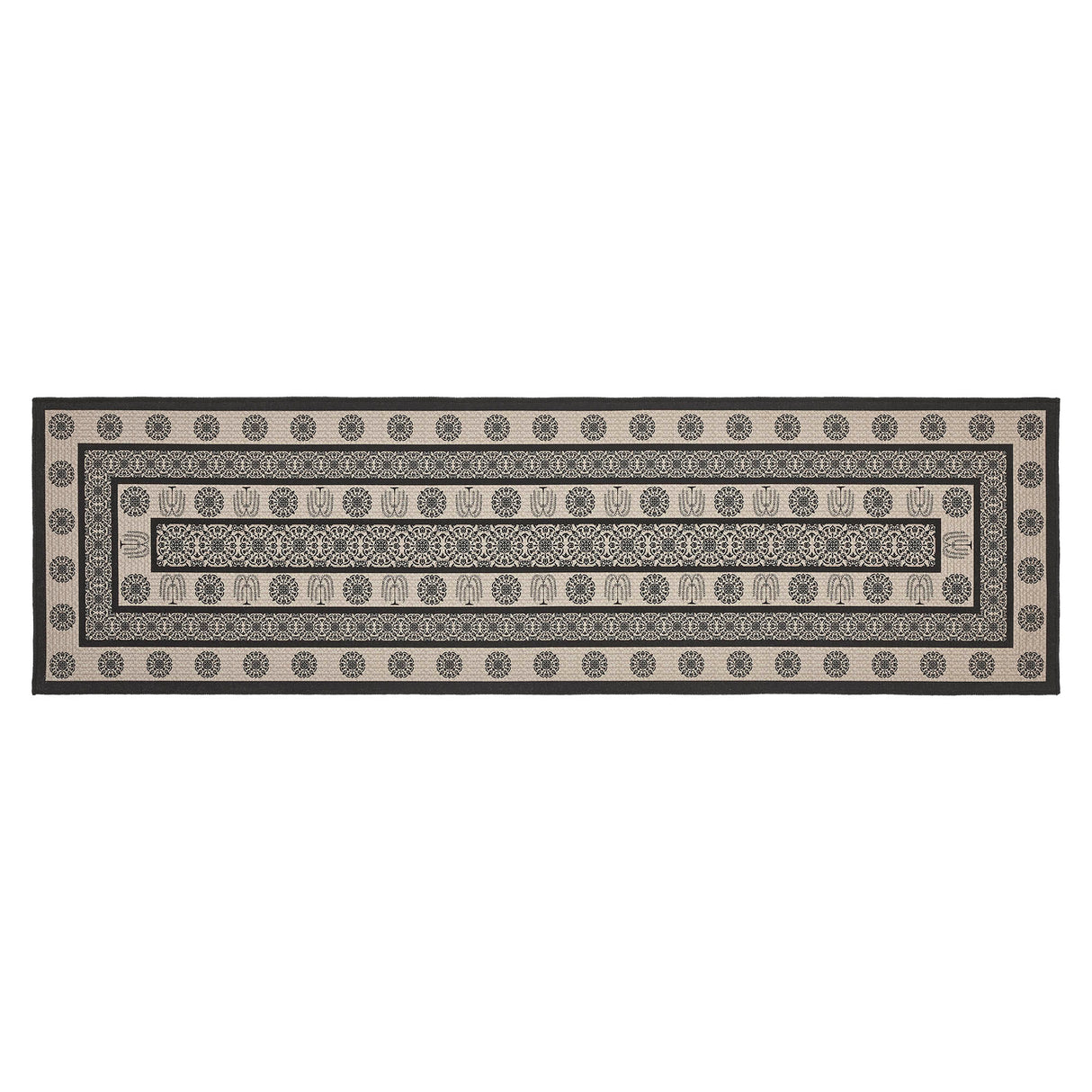 Custom House Black Tan Jacquard Polyester Rug/Runner Rect 22x78