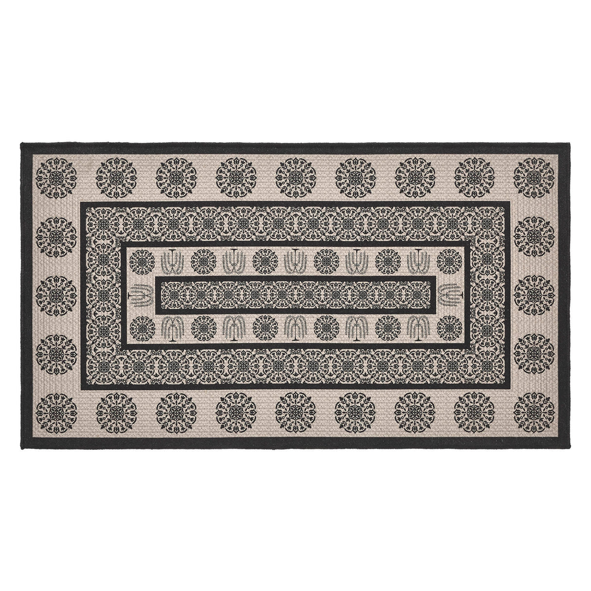 Custom House Black Tan Jacquard Polyester Rug Rect 27x48