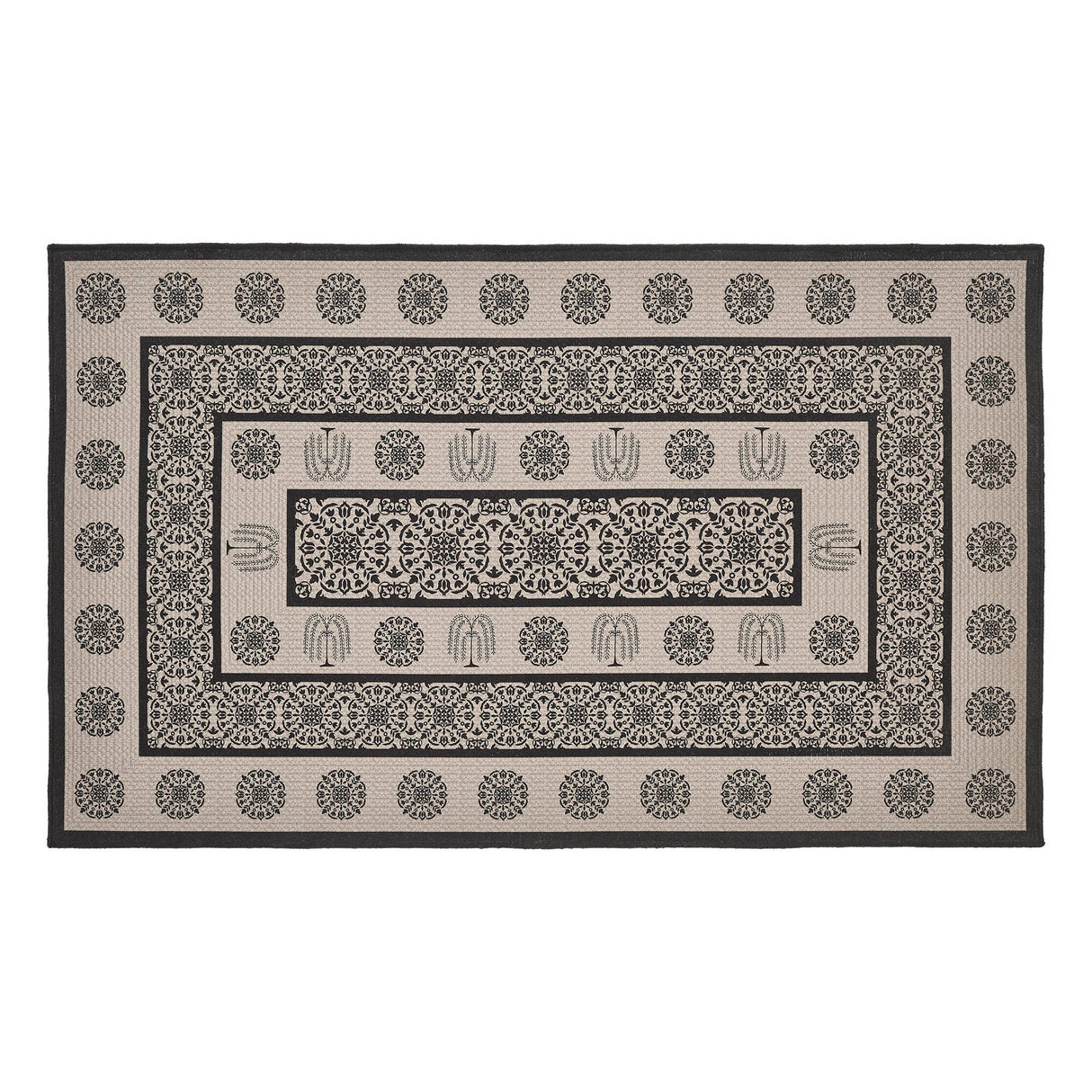 Custom House Black Tan Jacquard Polyester Rug Rect 36x60