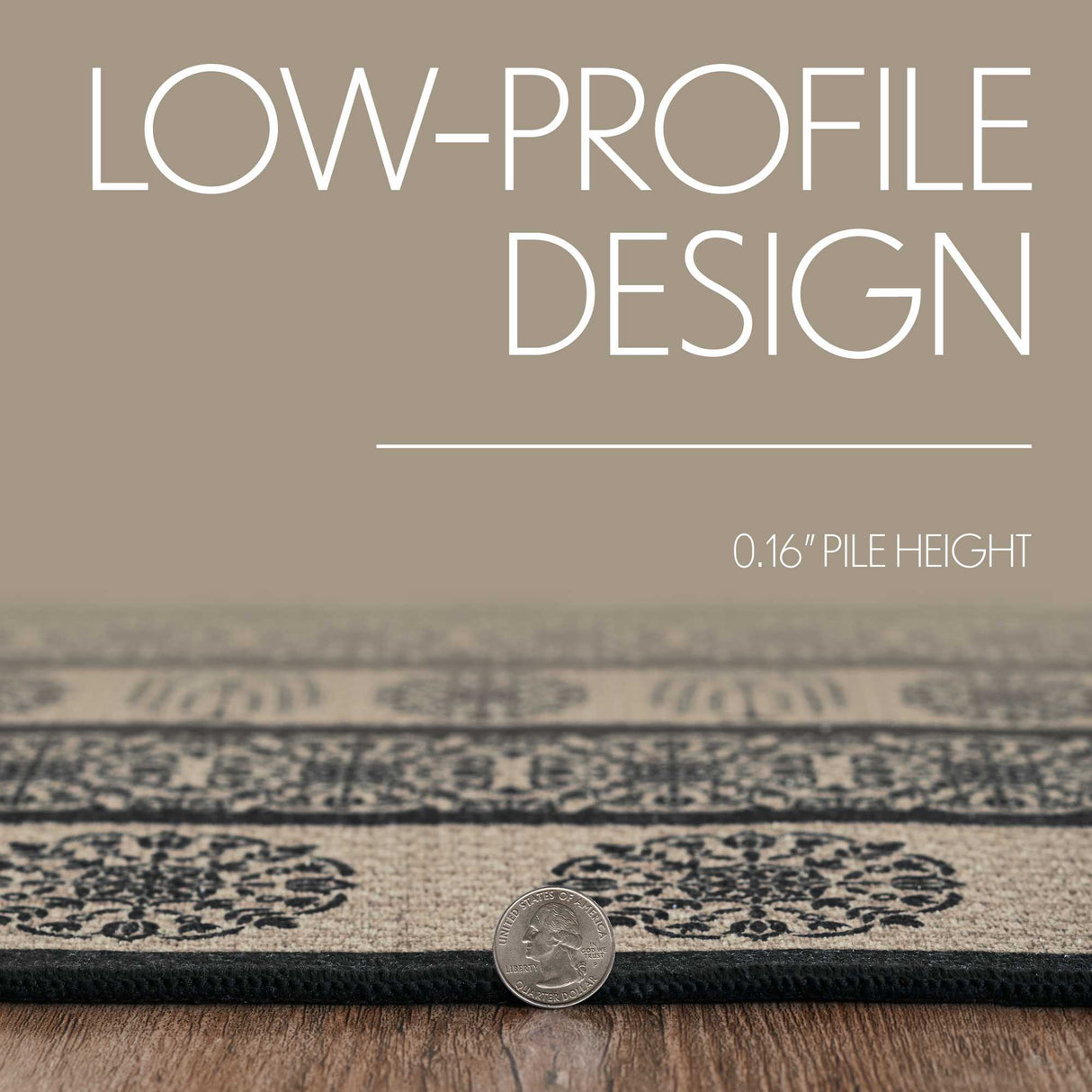 Custom House Black Tan Jacquard Polyester Rug Rect 36x60