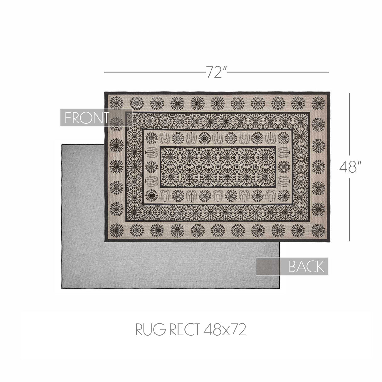 Custom House Black Tan Jacquard Polyester Rug Rect 48x72