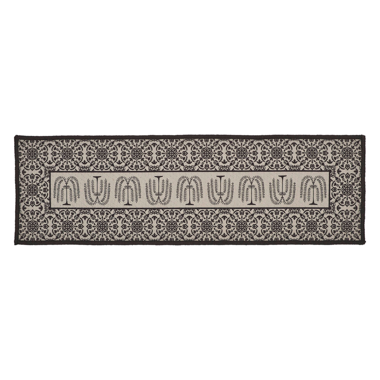 Custom House Black Tan Jacquard Polyester Stair Tread Rect Latex 8.5x27