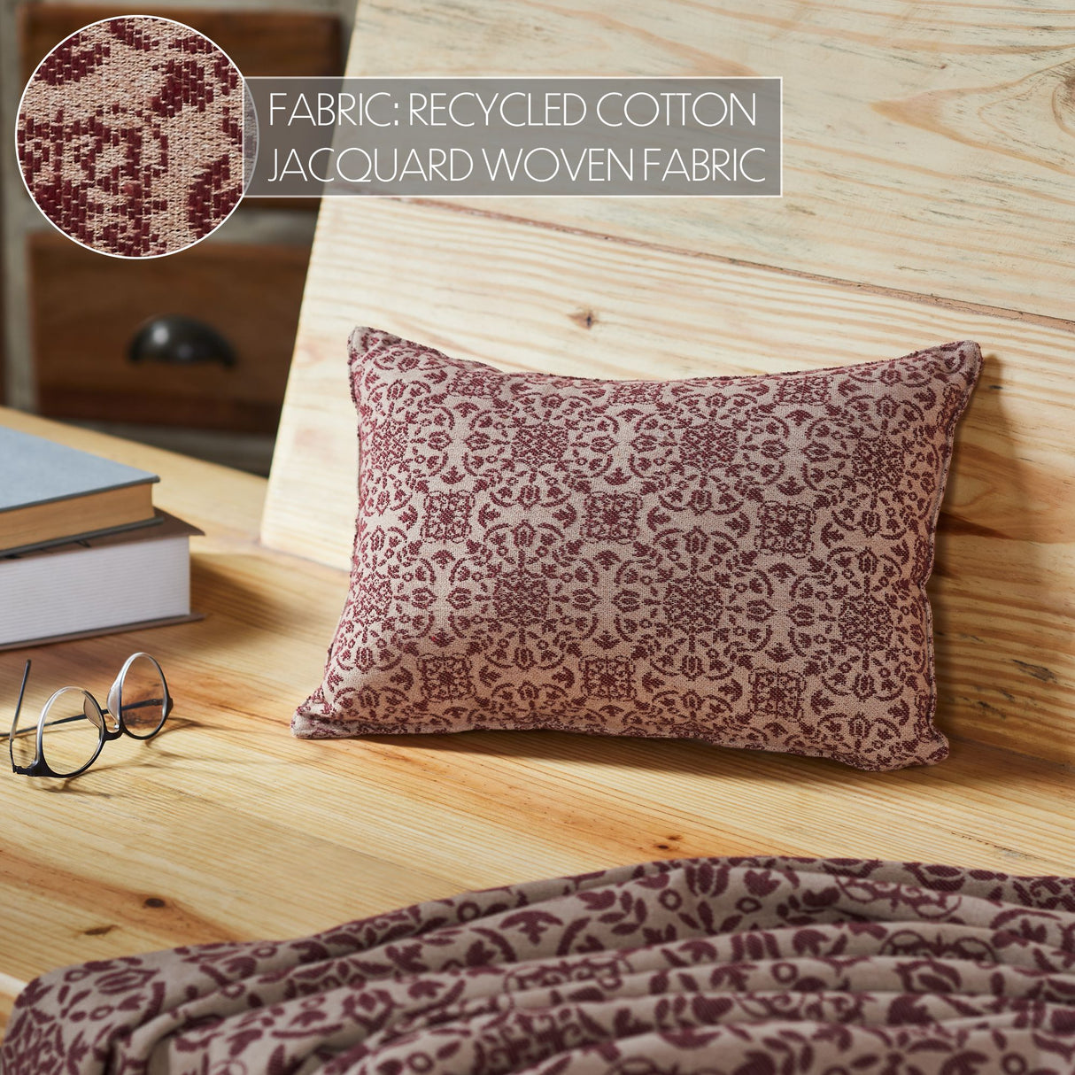 Custom House Burgundy Tan Jacquard Pillow 9.5x14