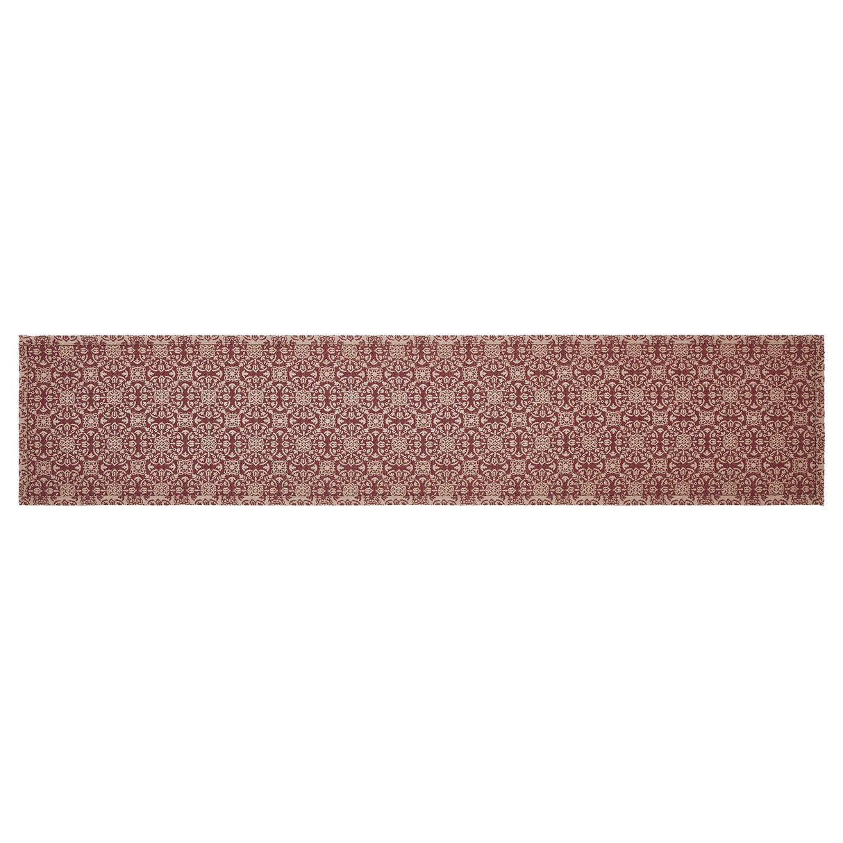 Custom House Burgundy Tan Jacquard Runner 12x60