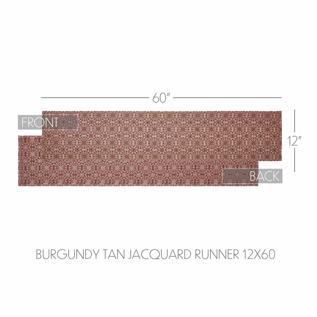 Custom House Burgundy Tan Jacquard Runner 12x60