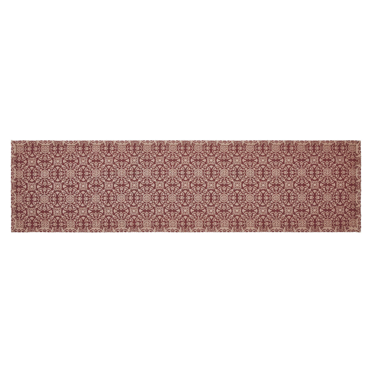 Custom House Burgundy Tan Jacquard Runner 12x48