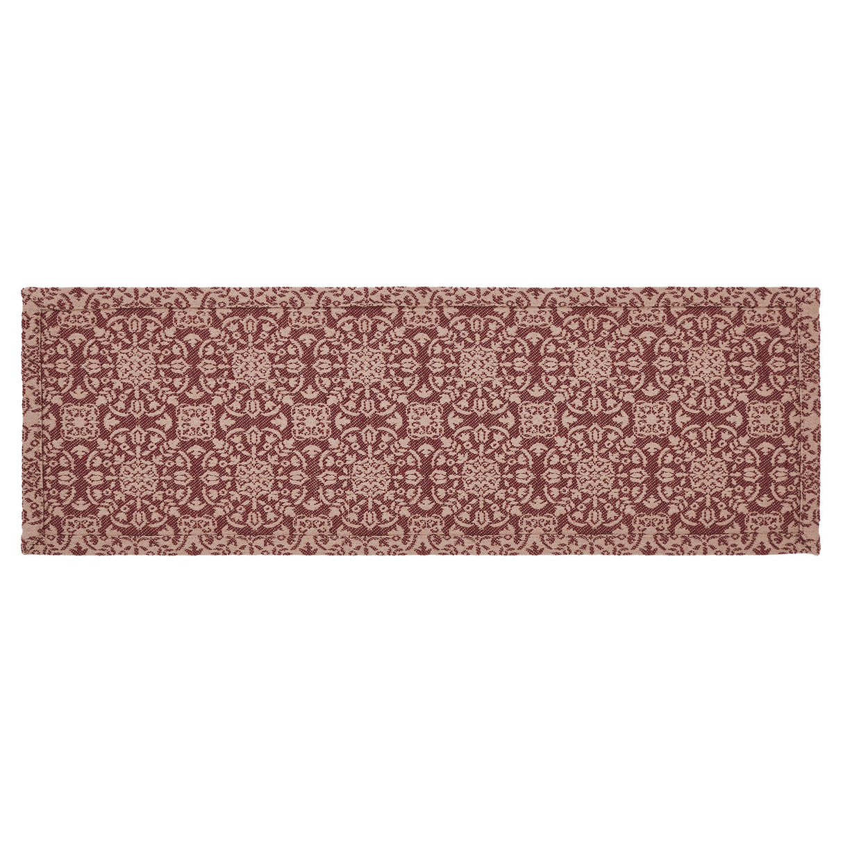 Custom House Burgundy Tan Jacquard Runner 8x24