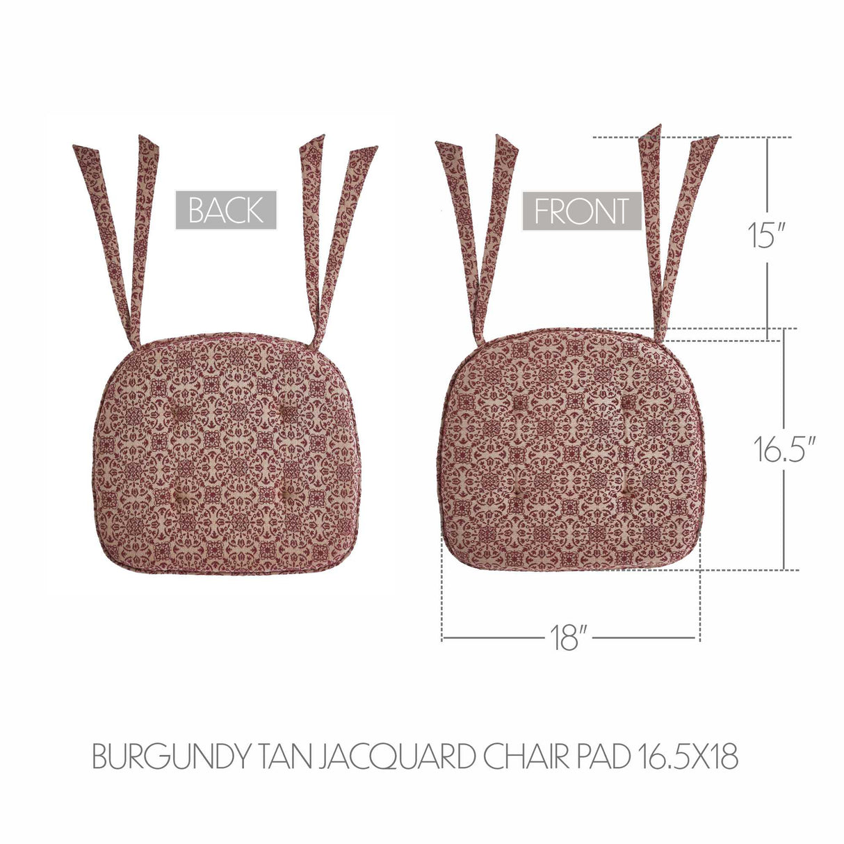 Custom House Burgundy Tan Jacquard Chair Pad 16.5x18