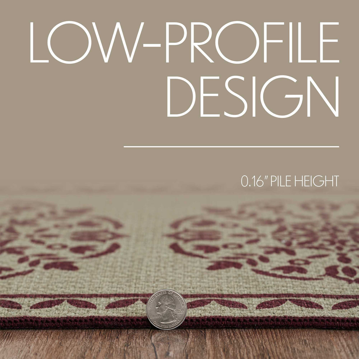 Custom House Burgundy Tan Jacquard Polyester Bathmat 20x30