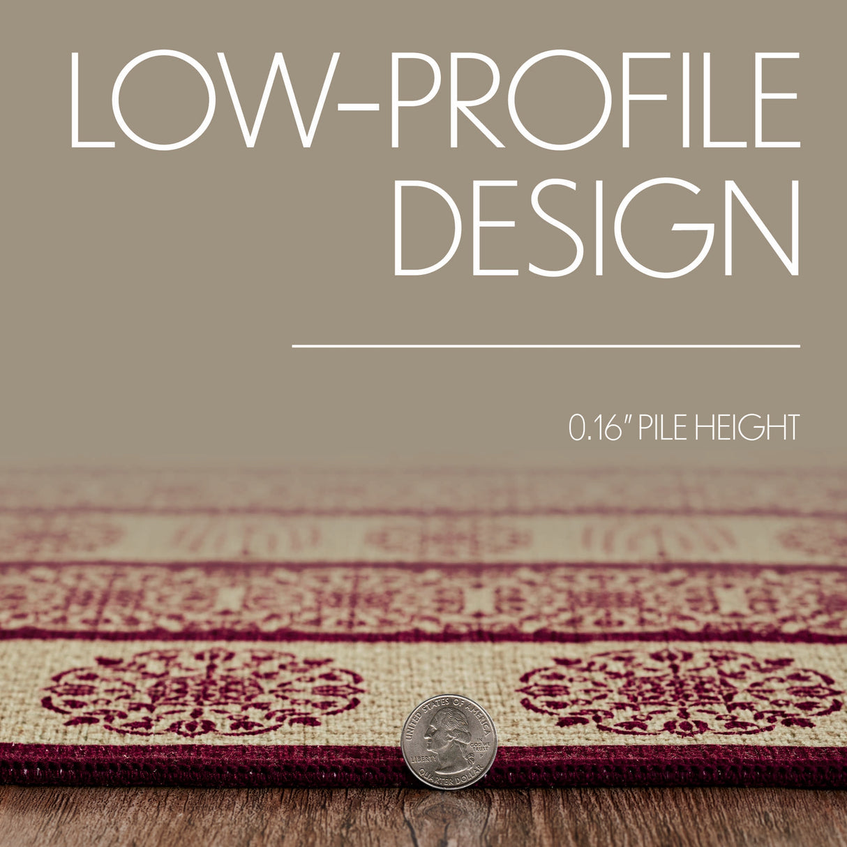 Custom House Burgundy Tan Jacquard Polyester Rug/Runner Rect 22x78