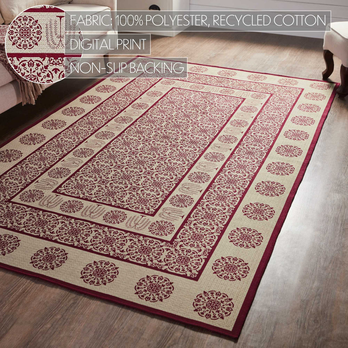 Custom House Burgundy Tan Jacquard Polyester Rug Rect 60x96